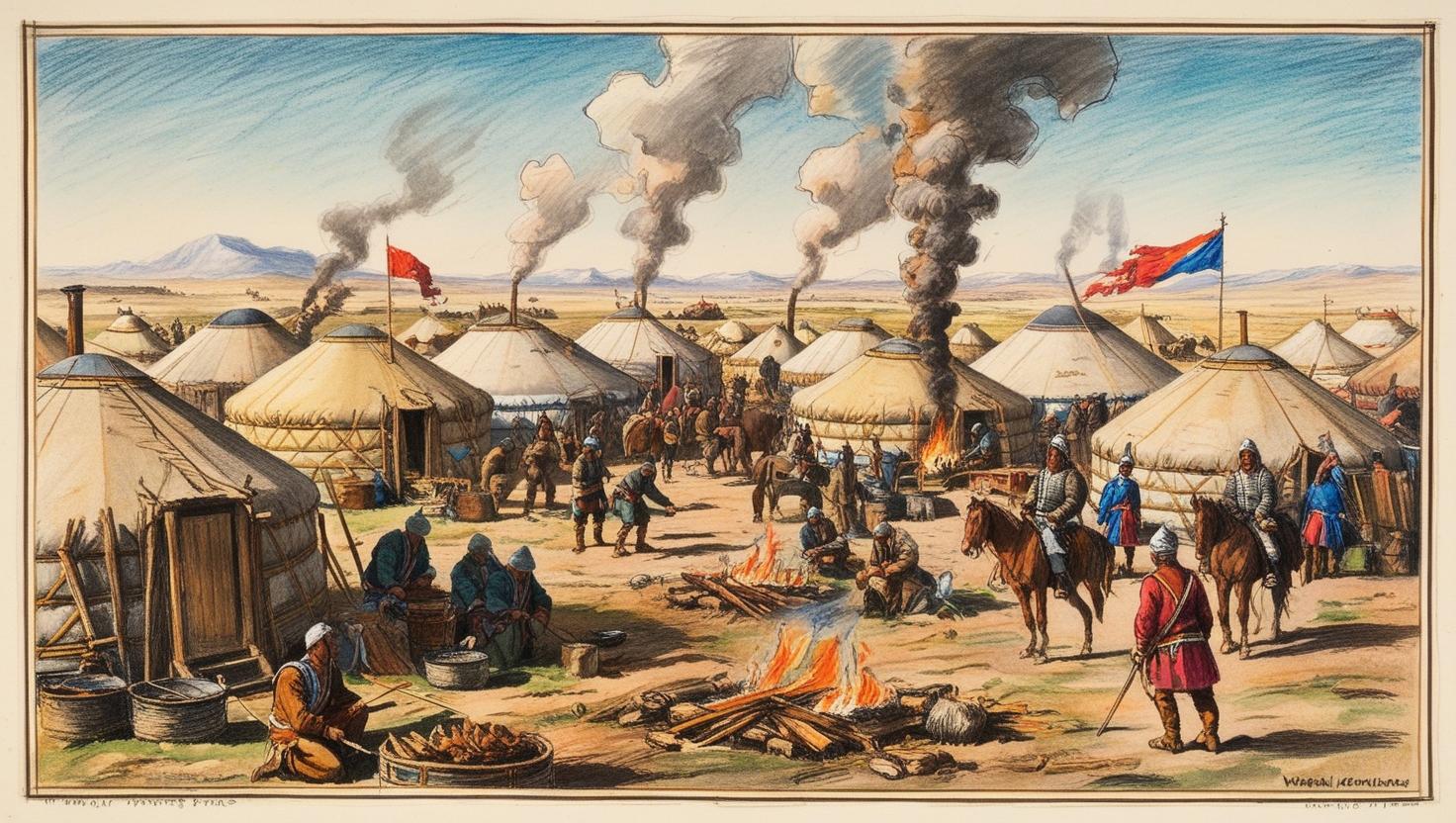 A view of a mongol military camp in the 13th century.jpg